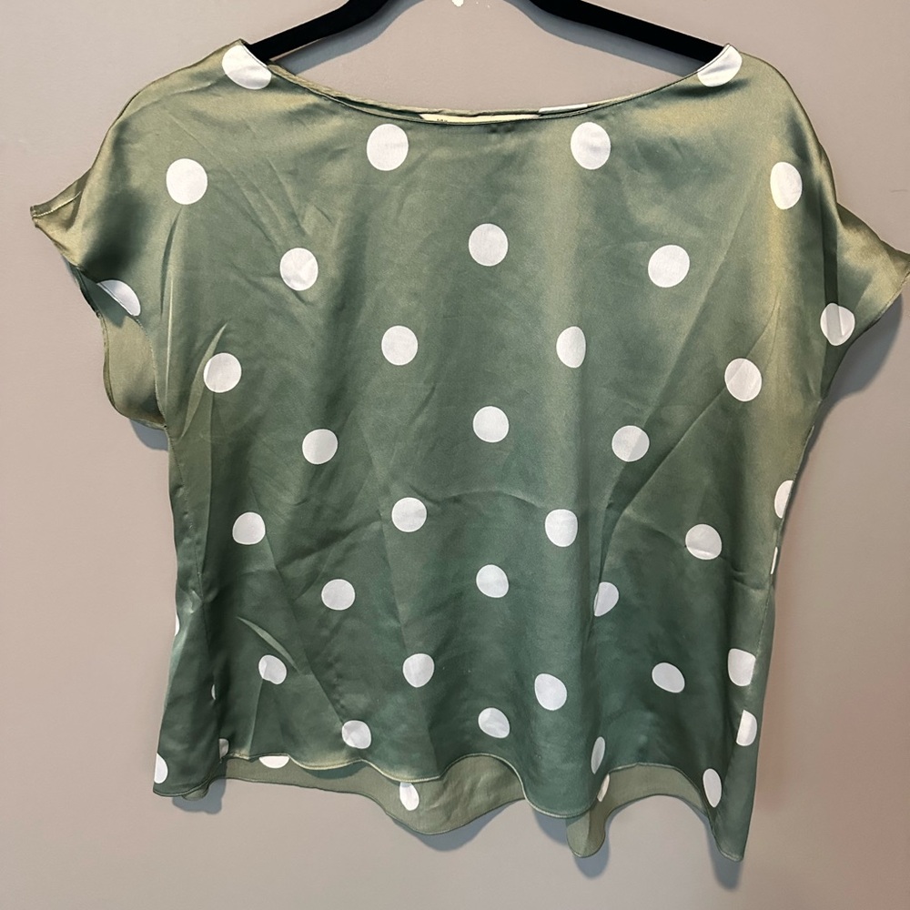 Zara Olive Green Polka Dot Blouse